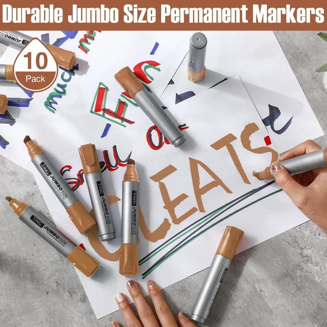 Alt view image 7 of 7 - 10 Pack Jumbo Permanent Markers Chisel Tip Quick Dry Brown Waterproof, Large Big Poster Pens Bulk for Office, Logistics Company and More