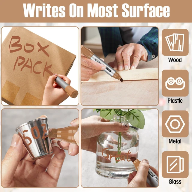 Alt view image 5 of 7 - 10 Pack Jumbo Permanent Markers Chisel Tip Quick Dry Brown Waterproof, Large Big Poster Pens Bulk for Office, Logistics Company and More