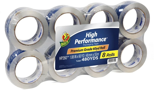 Main image of High Performance Clear Packing Tape Refills - 8 Rolls of HP260 Strong Packaging Tape for Shipping, Moving, Mailing & Storage Boxes - 3" Core, 1.88 Inch x 60 Yards, Clear (1067839)