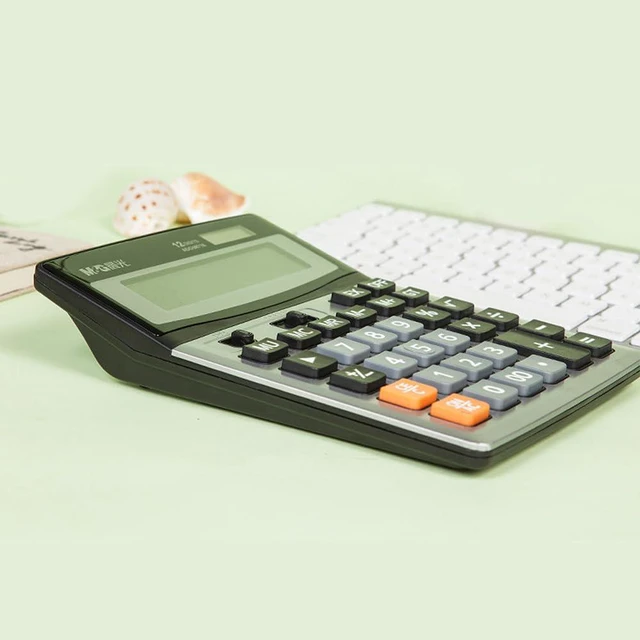 Alt view image 7 of 7 - Desk Calculator 12 Digit Extra Large LCD Display Calculators, Dual Solar Power and Battery, Battery Included, Metal Panel Comfort Button Calculator for Office Home
