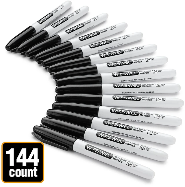 Alt view image 4 of 7 - Dry Erase Markers Bulk, 144 Pack Black Fine Tip Whiteboard Marker, Fine Point, Low Odor Dry Erase Pen for School Office Home