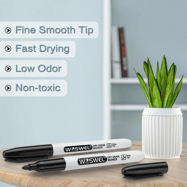 Alt view image 5 of 7 - Dry Erase Markers Bulk, 144 Pack Black Fine Tip Whiteboard Marker, Fine Point, Low Odor Dry Erase Pen for School Office Home