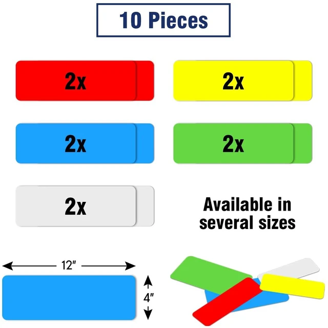 Alt view image 2 of 7 - Dry Erase Magnetic Labels Large 12"x 4", Big Magnetic Labels for Whiteboards School Classroom Office Home,Pack of 10