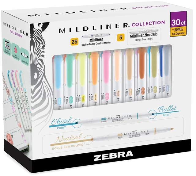 Main image of Mildliner Double-Ended Highlighter Set, Broad and Fine Point Tips, Ideal for Bible Highlighting, No Bleed, 30 Pastel and Neutral ink Colors, Pack of 30
