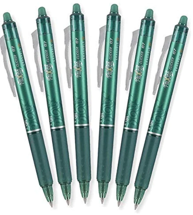 Main image of FriXion Clicker Retractable Erasable Gel Pens, Fine Point, 6 Pack (Green)