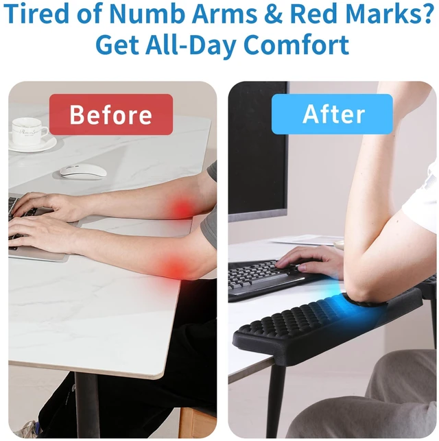 Alt view image 2 of 6 - L-Shaped Desk Elbow Pad for Desk, Memory Foam Elbow Support Padding with Non-Slip, Ergonomic Desk Edge Cushion, Wrist Comfort Support for Office Home 2 Pcs (Ellipse Black)