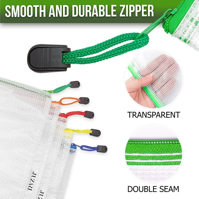 Alt view image 2 of 7 - 22 Pack Mesh Zipper Pouch Bags 10x14 inch - Plastic Zipper Pouches for Organizing - Document Bags With Zippers - Letter Size Zippered Pouch - Document Pouches With Zippers