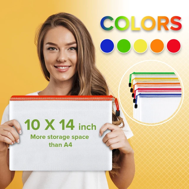Alt view image 3 of 7 - 22 Pack Mesh Zipper Pouch Bags 10x14 inch - Plastic Zipper Pouches for Organizing - Document Bags With Zippers - Letter Size Zippered Pouch - Document Pouches With Zippers