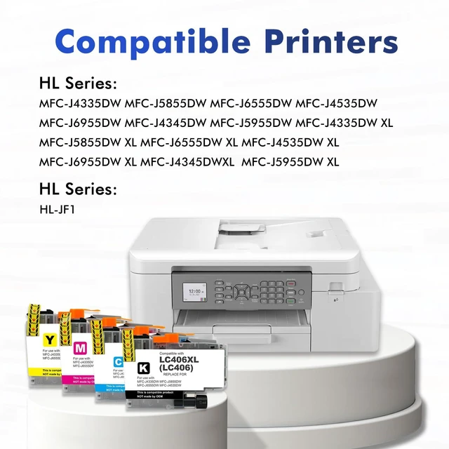 Alt view image 2 of 7 - LC406 LC406XL Ink Cartridges for Brother Printer MFC-J5855DW MFC-J4335DW Compatible for 406XL LC 406 XL for Brother MFC-J6555DW MFC-J4535DW MFC-J6955DW MFC-J4345DW - 4 Pack Black Cyan Magenta Yellow