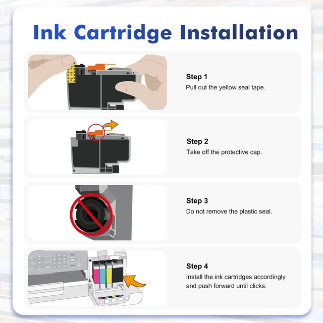 Alt view image 4 of 7 - LC406 LC406XL Ink Cartridges for Brother Printer MFC-J5855DW MFC-J4335DW Compatible for 406XL LC 406 XL for Brother MFC-J6555DW MFC-J4535DW MFC-J6955DW MFC-J4345DW - 4 Pack Black Cyan Magenta Yellow