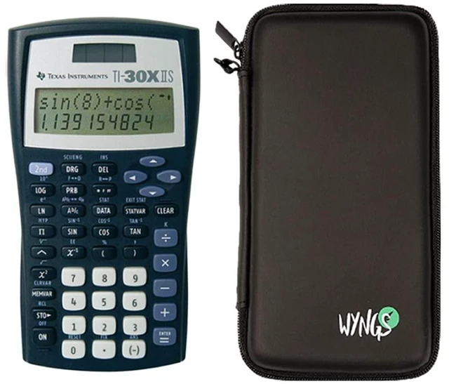 Main image of TI 30 XIIS Technical Scientific Calculator + WYNGS Protective Case Black