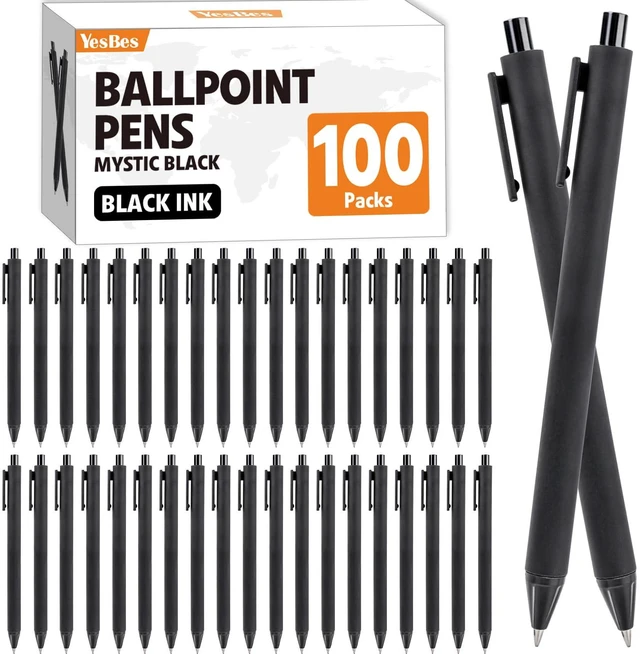 Main image of 100 Pack Ballpoint Pens Bulk, Retractable Black Pens Ballpoint Medium Point 1mm with Super Soft Grip for Smooth Writing, No Bleed Ink Pens Clear Lines, School & Office Supplies, Best Gifts for Teacher