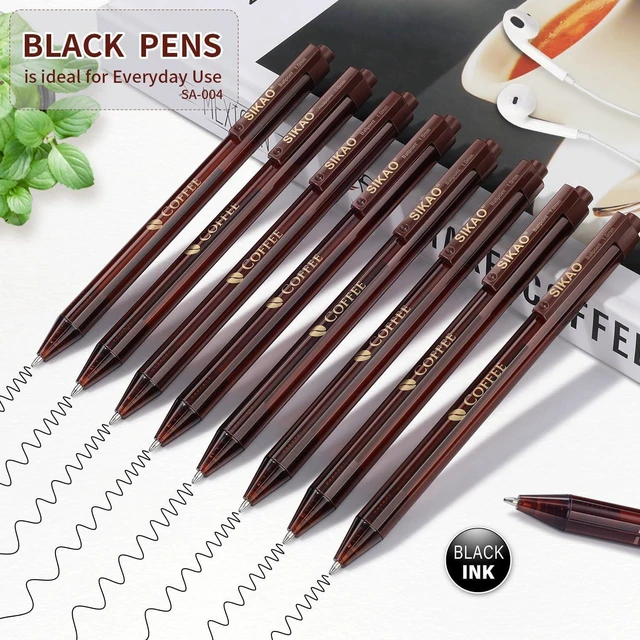 Alt view image 2 of 7 - Black Pens Bulk, 60 Pack Retractable Ballpoint Pens COFFEE Black Ink 1.0mm Smooth Writing No-Smear, Click Pens for Office, School, Café Use or Severs