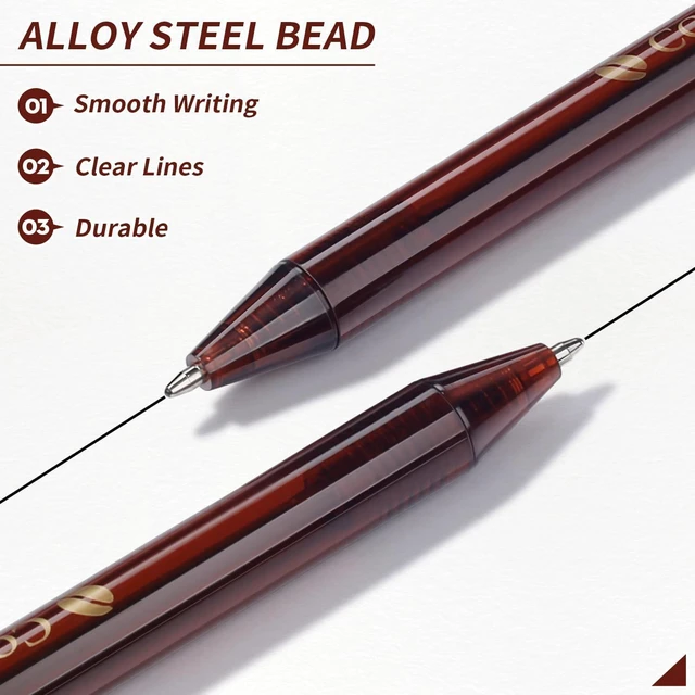 Alt view image 3 of 7 - Black Pens Bulk, 60 Pack Retractable Ballpoint Pens COFFEE Black Ink 1.0mm Smooth Writing No-Smear, Click Pens for Office, School, Café Use or Severs