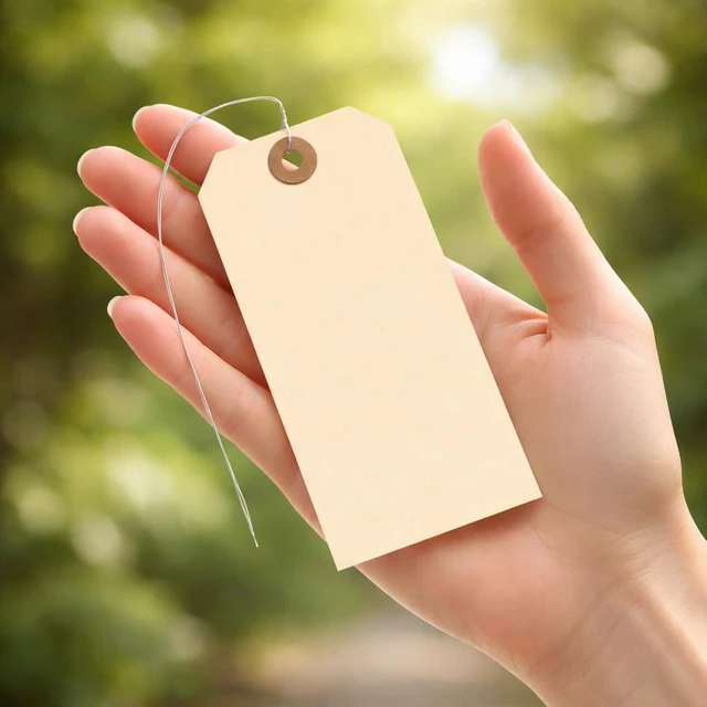 Alt view image 3 of 7 - Durable Shipping Tags with Wire Ties 200 Tags # 5, 4 3/4" x 2 3/8" Manila Paper Tags with Wire and Reinforced Eyelet