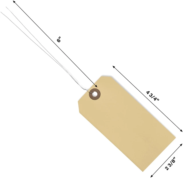 Alt view image 4 of 7 - Durable Shipping Tags with Wire Ties 200 Tags # 5, 4 3/4" x 2 3/8" Manila Paper Tags with Wire and Reinforced Eyelet