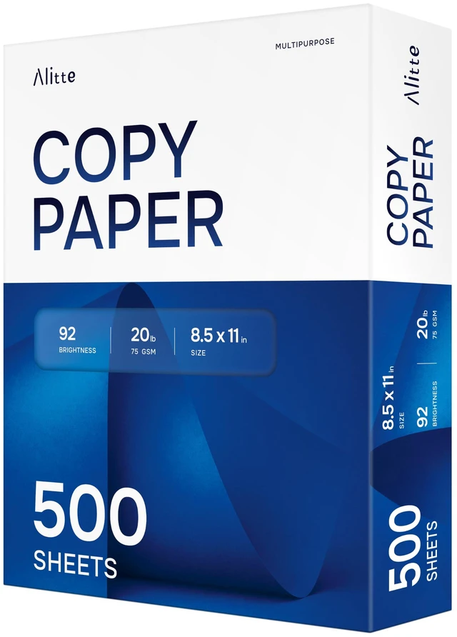 Main image of Printer Paper - 8.5 x 11 White Letter Size Copy Paper, 1 Ream 500 Sheets 20 lb Printing Paper for Documents Writing, Drawing, Smooth, 92 Bright | Home, School, Office Supplies | Made in USA