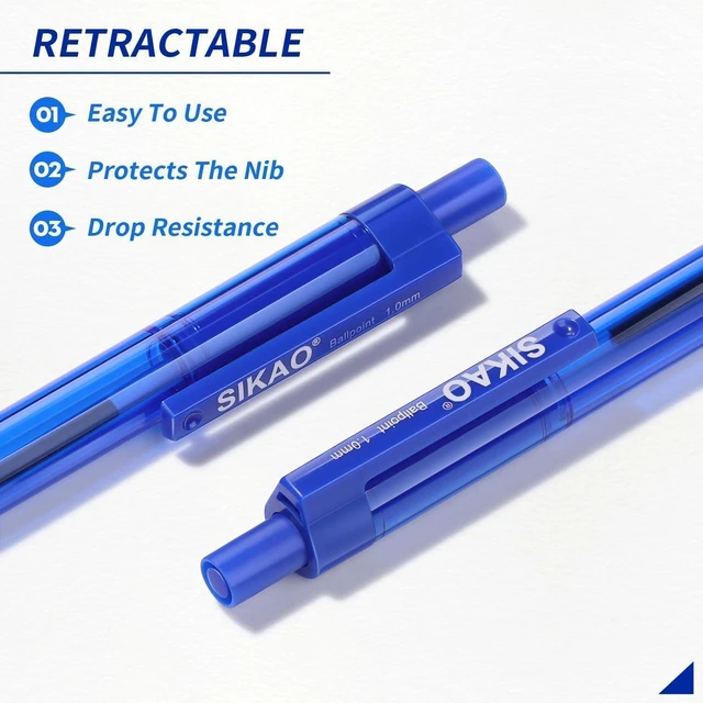 Alt view image 4 of 7 - Blue Pens Bulk, 60 Pack Retractable Ballpoint Pens Blue Ink 1.0mm Smooth Writing Clear Lines No-Smear, Click Pens for Teachers, Students, School & Office Supplies Legal & Medical Use