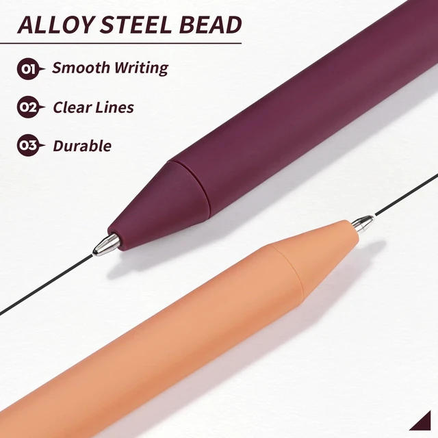 Alt view image 3 of 7 - Pens Bulk, 60 Pack Retractable Ballpoint Pens Black Ink (Vintage) 1.0mm Smooth Writing Clear Lines No-Smear, 8 Calm Vintage Styles Click Pens for Teachers, Students, School & Office Supplies