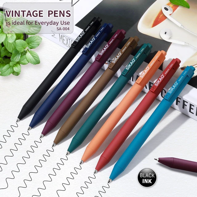 Alt view image 2 of 7 - Pens Bulk, 60 Pack Retractable Ballpoint Pens Black Ink (Vintage) 1.0mm Smooth Writing Clear Lines No-Smear, 8 Calm Vintage Styles Click Pens for Teachers, Students, School & Office Supplies