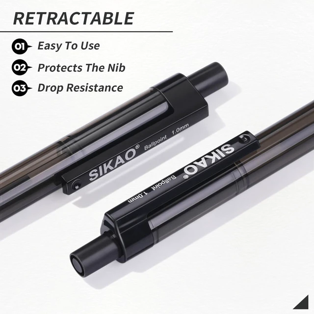 Alt view image 4 of 7 - Black Pens Bulk, 60 Pack Retractable Ballpoint Pens Black Ink Smooth Writing 1.0mm Clear Lines No-Smear, Click Pens for Teachers, Students, Servers, School & Office Supplies