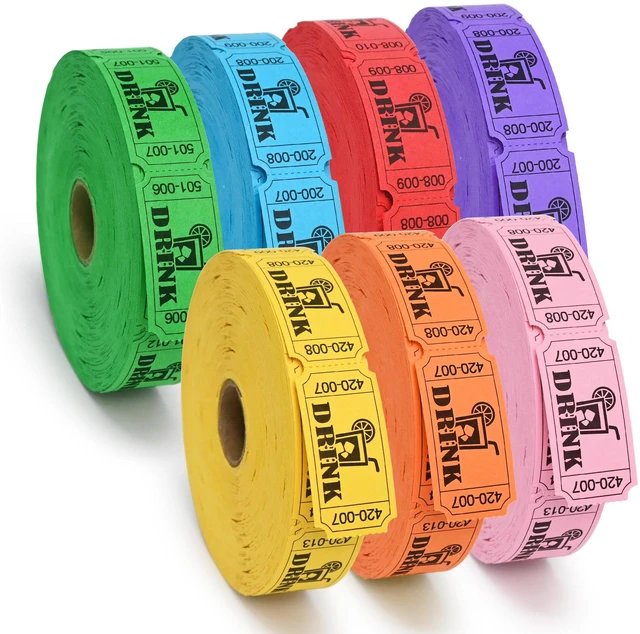 Main image of 7000 Raffle Tickets Rolls, Drink Tickets Single Roll for Events, Leisure, Movie Watching, Entertainment, Class Reward & Prizes, Blue/Yellow/Pink/Green/Purple/Pink/Orange