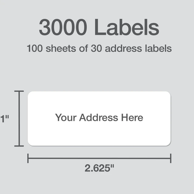 Alt view image 2 of 7 - Printable Address Labels, Customizable Stickers, 1" x 2-5/8", White, 3000 Blank Mailing and Shipping Labels, for Laser Printers Only (1009572)
