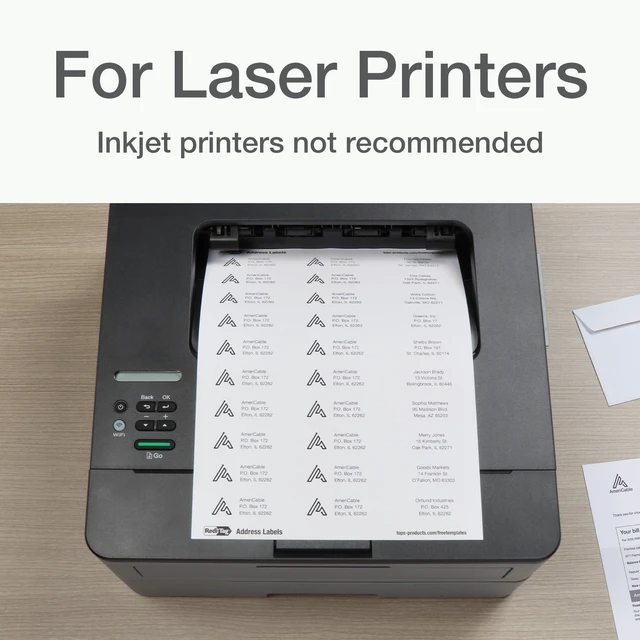 Alt view image 3 of 7 - Printable Address Labels, Customizable Stickers, 1" x 2-5/8", White, 3000 Blank Mailing and Shipping Labels, for Laser Printers Only (1009572)