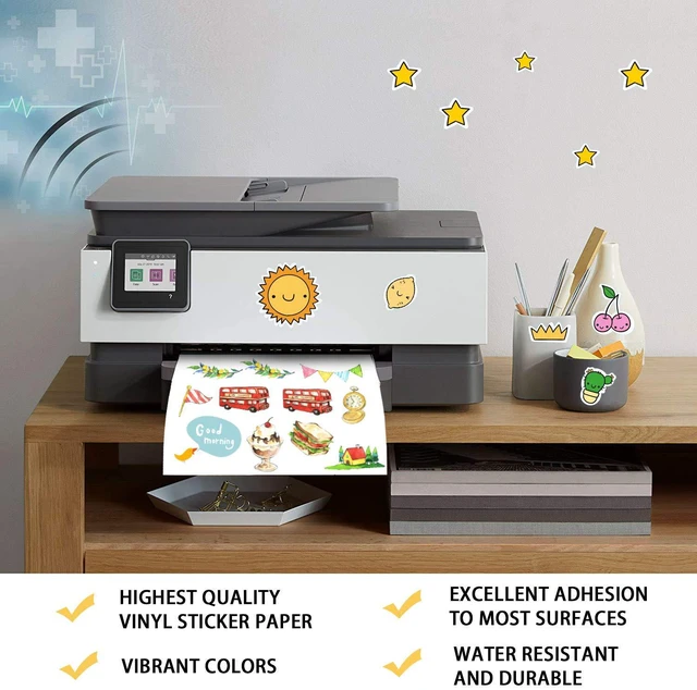 Alt view image 4 of 7 - Printable Vinyl Sticker Paper for Inkjet Printer - Glossy White - 21 Waterproof Decal Paper Self-Adhesive Sheets 8.5"x11"- Dries Quickly and Holds Ink Beautifully (Pack of 2)