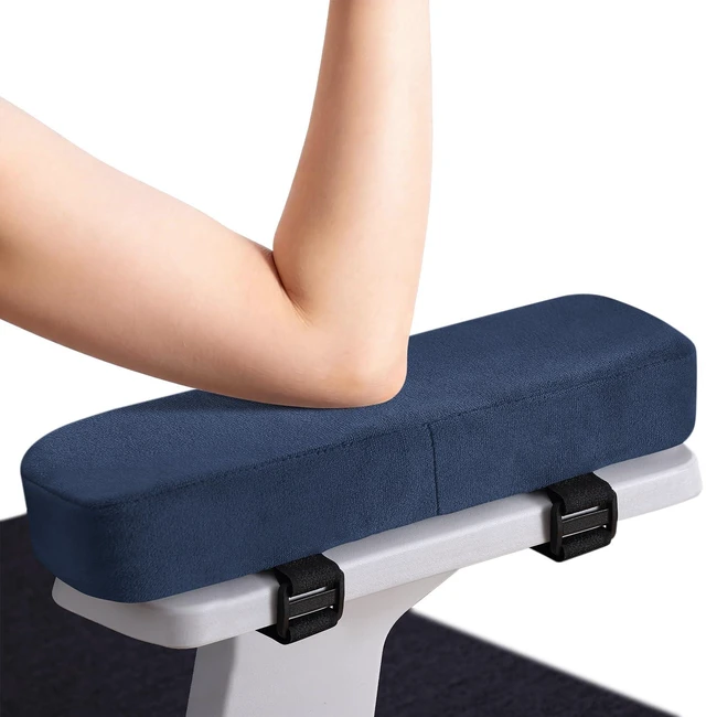 Main image of Memory Foam Office Chair Armrest Pads, Non-Slip Armrest Cushion Ergonomic Arm Rest Pads with Adjustable Buckles and Straps, Elbow Relief for Desk, Gaming & Wheelchair, Navy, Set of 2