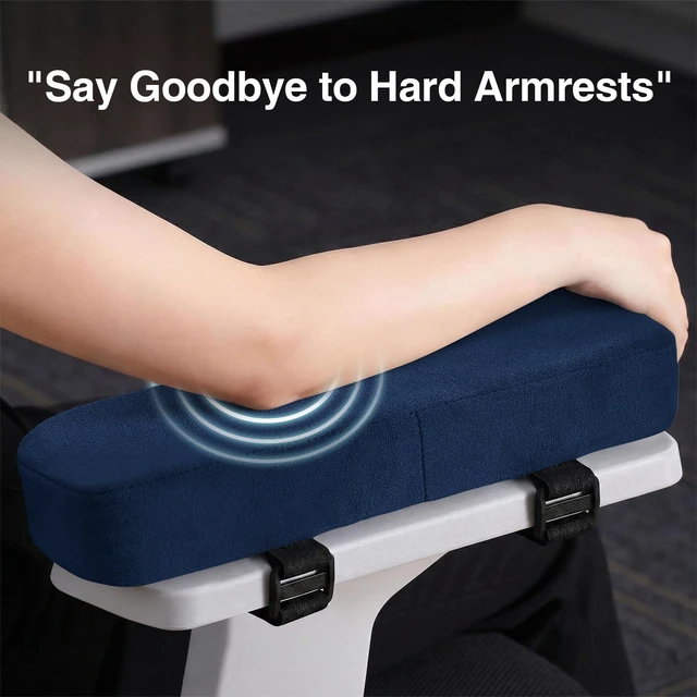 Alt view image 4 of 7 - Memory Foam Office Chair Armrest Pads, Non-Slip Armrest Cushion Ergonomic Arm Rest Pads with Adjustable Buckles and Straps, Elbow Relief for Desk, Gaming & Wheelchair, Navy, Set of 2