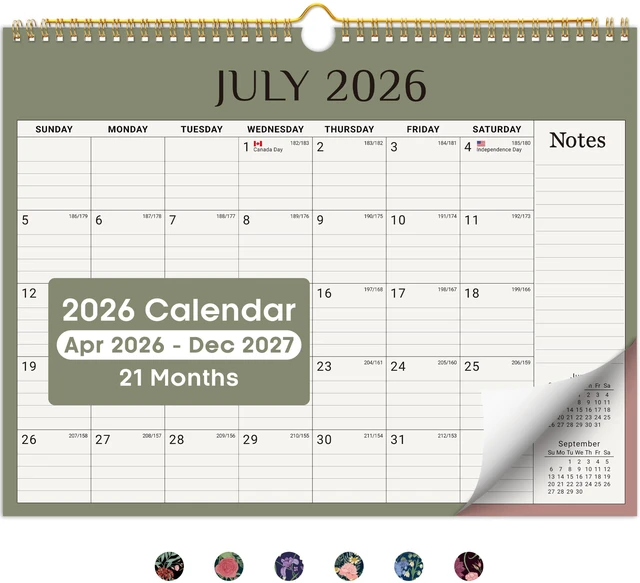 Main image of Calendar 2026-2027, Apr 2026-Dec 2027, Wall Calendar, 14.7" x 11.5" 21-Month Monthly Calendar with Twin-Wire Binding for Home & Office Planning and Organization, Boho Colors