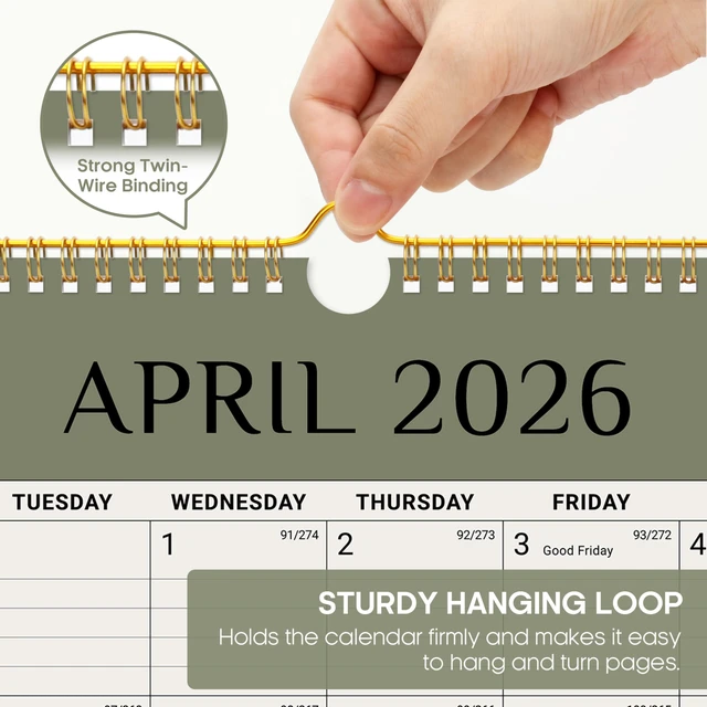 Alt view image 3 of 7 - Calendar 2026-2027, Apr 2026-Dec 2027, Wall Calendar, 14.7" x 11.5" 21-Month Monthly Calendar with Twin-Wire Binding for Home & Office Planning and Organization, Boho Colors