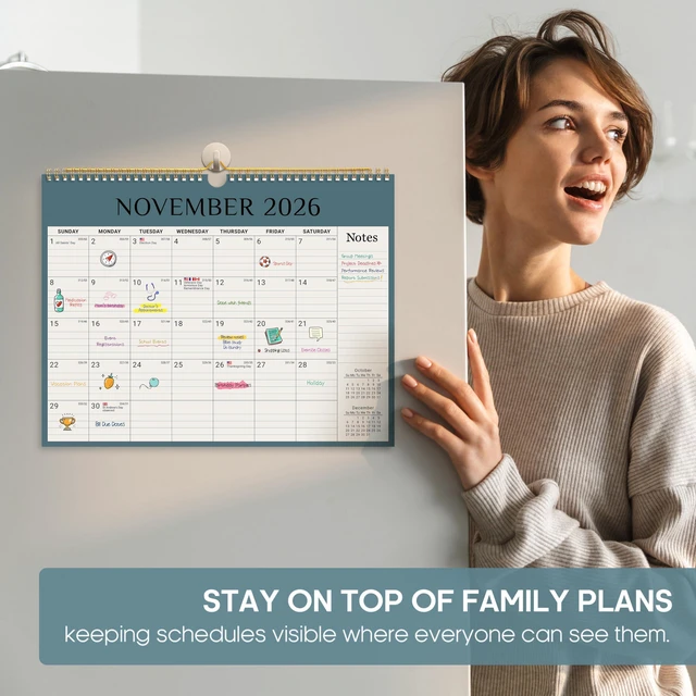 Alt view image 5 of 7 - Calendar 2026-2027, Apr 2026-Dec 2027, Wall Calendar, 14.7" x 11.5" 21-Month Monthly Calendar with Twin-Wire Binding for Home & Office Planning and Organization, Boho Colors