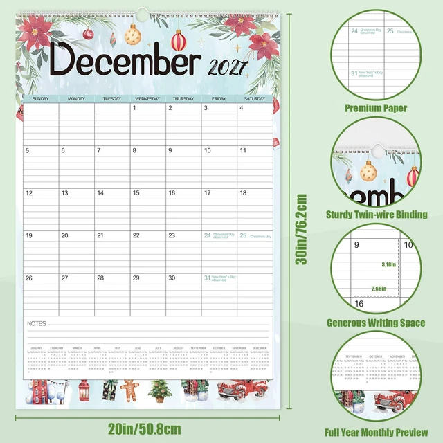 Alt view image 3 of 7 - 2026 Large Wall Calendar,20"x 30" Vertical Jumbo Hanging Wall Planner,19 Monthly Calendar from Jun. 2026 to Dec. 2027 with Lines,Spiral Binding and Notes for Easy Organizing