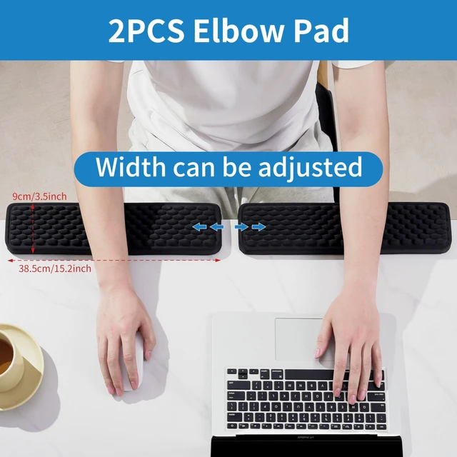 Alt view image 5 of 6 - L-Shaped Desk Elbow Pad for Desk, Memory Foam Elbow Support Padding with Non-Slip, Ergonomic Desk Edge Cushion, Wrist Comfort Support for Office Home 2 Pcs (Ellipse Black)