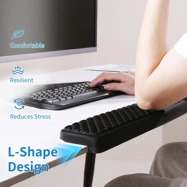 Alt view image 4 of 6 - L-Shaped Desk Elbow Pad for Desk, Memory Foam Elbow Support Padding with Non-Slip, Ergonomic Desk Edge Cushion, Wrist Comfort Support for Office Home 2 Pcs (Ellipse Black)