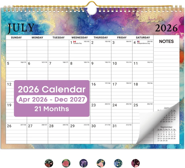Main image of Calendar 2026-2027, Apr 2026-Dec 2027, Wall Calendar, 14.7" x 11.5" 21-Month Monthly Calendar with Twin-Wire Binding for Home & Office Planning and Organization, Gilded Elegance