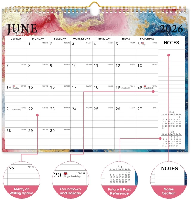 Alt view image 2 of 7 - Calendar 2026-2027, Apr 2026-Dec 2027, Wall Calendar, 14.7" x 11.5" 21-Month Monthly Calendar with Twin-Wire Binding for Home & Office Planning and Organization, Gilded Elegance