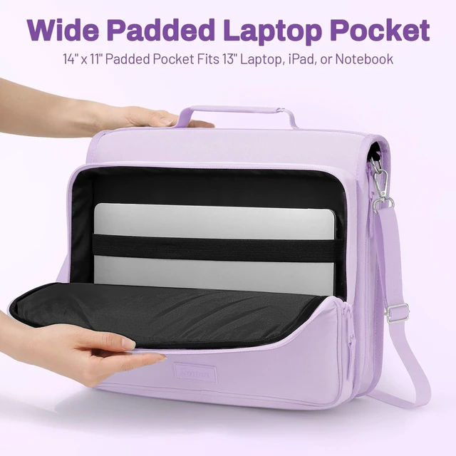 Alt view image 2 of 7 - Zipper Binder 3 Ring 2-Inch in Lavender Purple Features a Shoulder Strap, 13 Inch Laptop Pocket, with Multiple Storage Pockets. Ideal Organizer for Middle School Students
