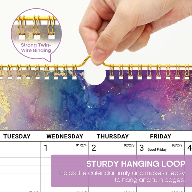 Alt view image 3 of 7 - Calendar 2026-2027, Apr 2026-Dec 2027, Wall Calendar, 14.7" x 11.5" 21-Month Monthly Calendar with Twin-Wire Binding for Home & Office Planning and Organization, Gilded Elegance