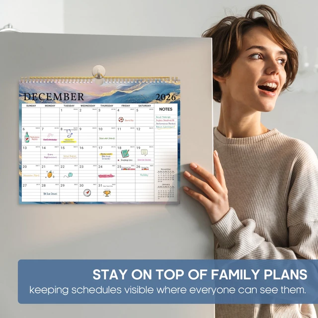 Alt view image 5 of 7 - Calendar 2026-2027, Apr 2026-Dec 2027, Wall Calendar, 14.7" x 11.5" 21-Month Monthly Calendar with Twin-Wire Binding for Home & Office Planning and Organization, Gilded Elegance