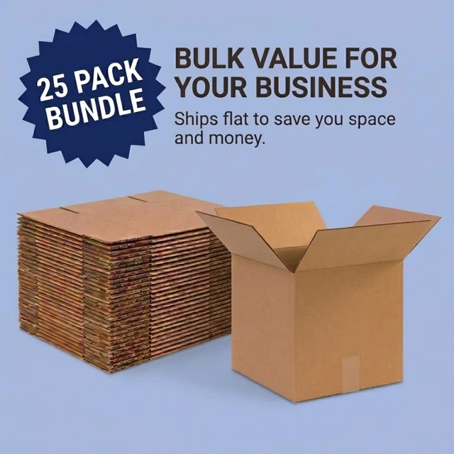 Alt view image 7 of 7 - Cube Shipping Boxes 12"L x 12"W x 12"H (25-Pack) - Small Corrugated Cardboard Packaging Boxes for Shipping, Packing, Moving, and Storage at Home, Office, or Business
