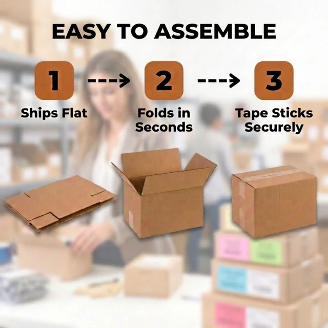 Alt view image 5 of 7 - Cube Shipping Boxes 12"L x 12"W x 12"H (25-Pack) - Small Corrugated Cardboard Packaging Boxes for Shipping, Packing, Moving, and Storage at Home, Office, or Business