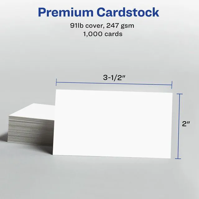Alt view image 6 of 7 - Clean Edge Printable Business Cards, Sure Feed Technology, 2" x 3.5", White, 1,000 Blank Cards for Laser Printers (5874)