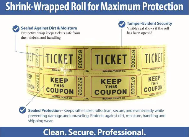 Alt view image 3 of 6 - Raffle Tickets Roll, 50/50, Yellow, 2000 Tickets per Roll Made in USA Premium raffle tickets roll, ideal for 50/50 raffles, fundraisers, door prizes, school carnivals, parties, community events