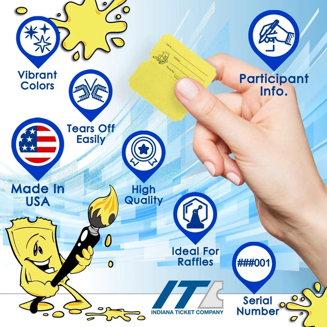 Alt view image 4 of 6 - Raffle Tickets Roll, 50/50, Yellow, 2000 Tickets per Roll Made in USA Premium raffle tickets roll, ideal for 50/50 raffles, fundraisers, door prizes, school carnivals, parties, community events