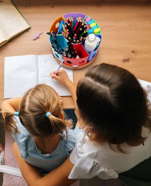 Alt view image 2 of 7 - Rotating Art Supply Organizer, Lazy Susan Caddy, Small Rotating organizer keeps markers, crayons and craft supplies visible and easy to reach on classroom or home desks