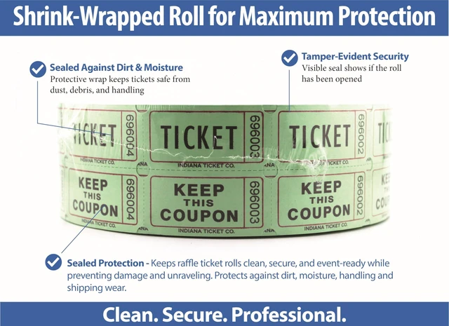 Alt view image 3 of 6 - Raffle Tickets Roll, 50/50, Green, 2000 Tickets per Roll Made in USA Premium raffle tickets roll, ideal for 50/50 raffles, fundraisers, door prizes, school carnivals, parties, community events