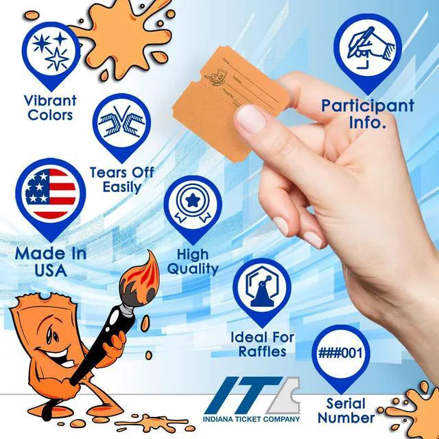 Alt view image 4 of 6 - Raffle Tickets Roll, 50/50, Orange, 2000 Tickets per Roll Made in USA Premium raffle tickets roll, ideal for 50/50 raffles, fundraisers, door prizes, school carnivals, parties, community events